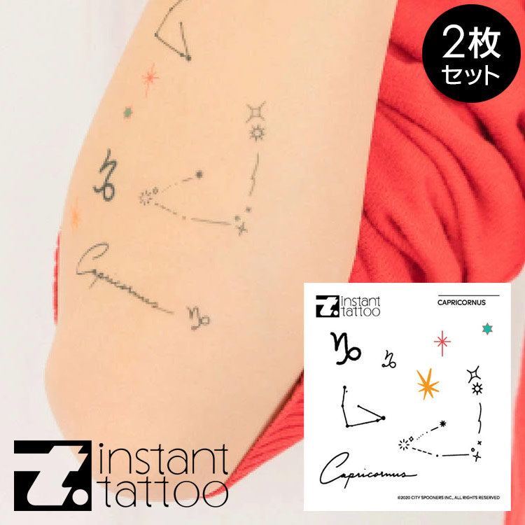 【2枚入り】星座 やぎ座 (12月22日~1月19日生まれ) カプリコルヌス / Capricornus 山羊座 タトゥーステッカー タトゥーシール