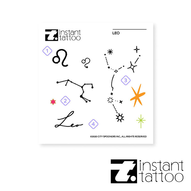 【2枚入り】星座 しし座 (7月23日~8月22日生まれ) レオ / LEO 獅子座 タトゥーステッカー タトゥーシール