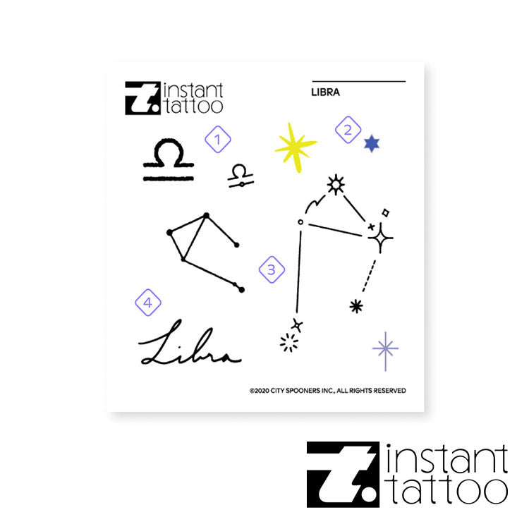 【2枚入り】星座 てんびん座 (9月23日~10月23日生まれ) リーブラ / Libra 天秤座 タトゥーステッカー タトゥーシール
