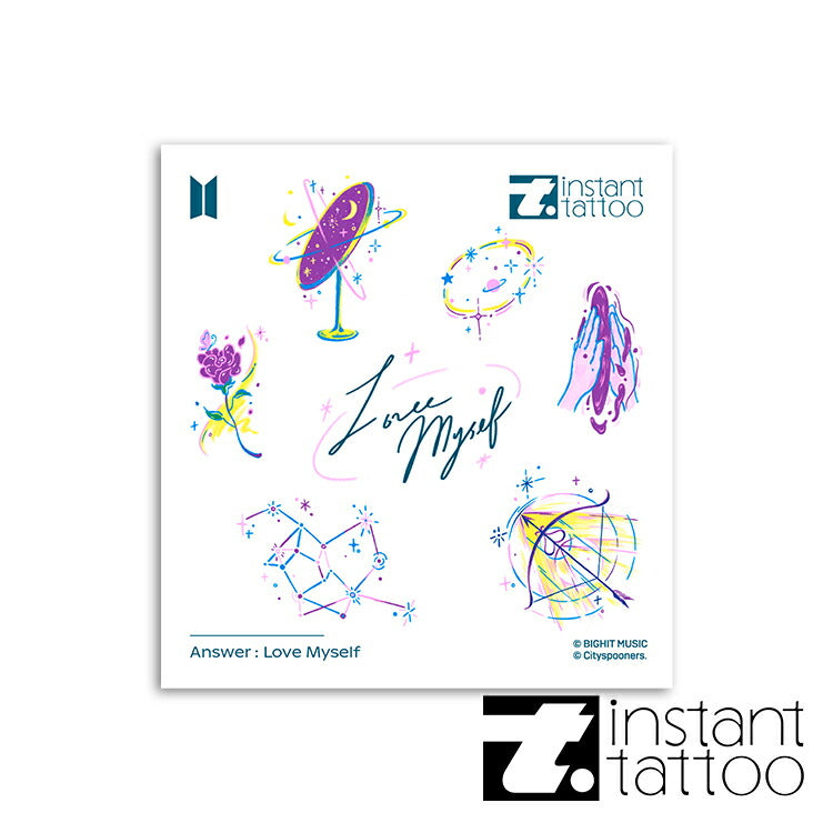 【BTS正式ライセンス商品】 BTS Music Theme Answer: Love Myself 2枚入り インスタント タトゥーシール