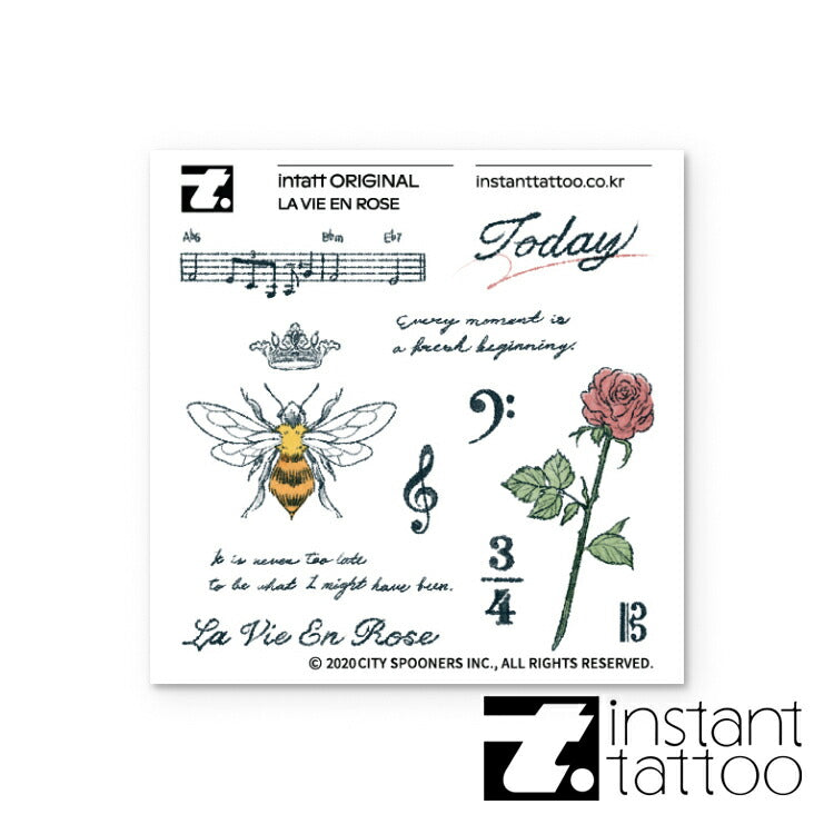 【2枚入り】水なし簡単&消したいときに消せる♪ マット加工 タトゥーシール La Vie En Rose