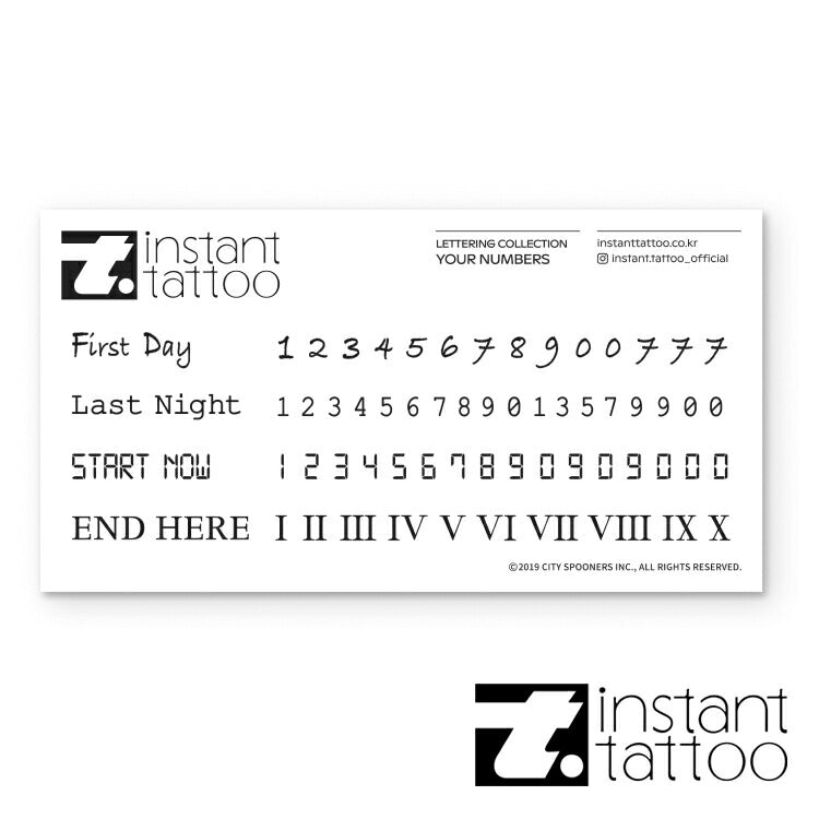 【2枚入り】水なし簡単&消したいときに消せる♪ マット加工タトゥーシール Your Numbers 2枚セット